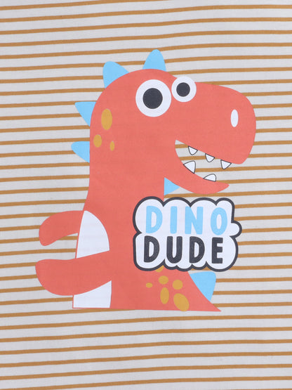 Boys T-Shirt - Yellow Dino Striped