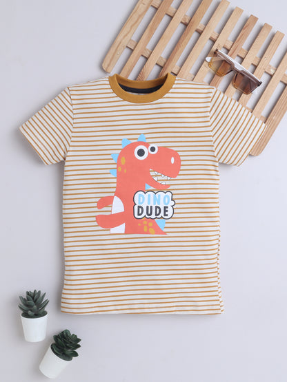 Boys T-Shirt - Yellow Dino Striped