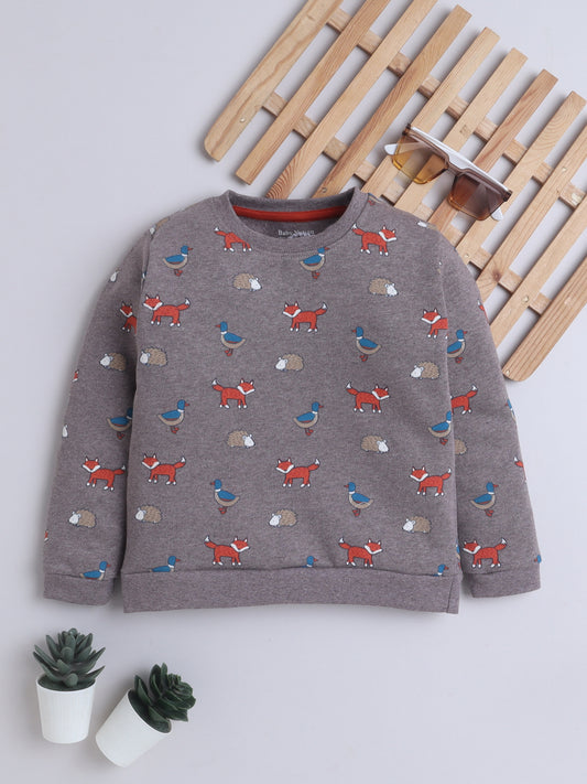Unisex Kids Animal Print Sweatshirt – Brown