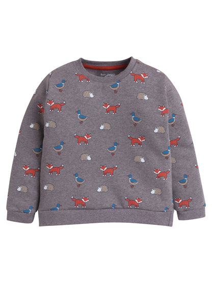 Unisex Kids Animal Print Sweatshirt – Brown
