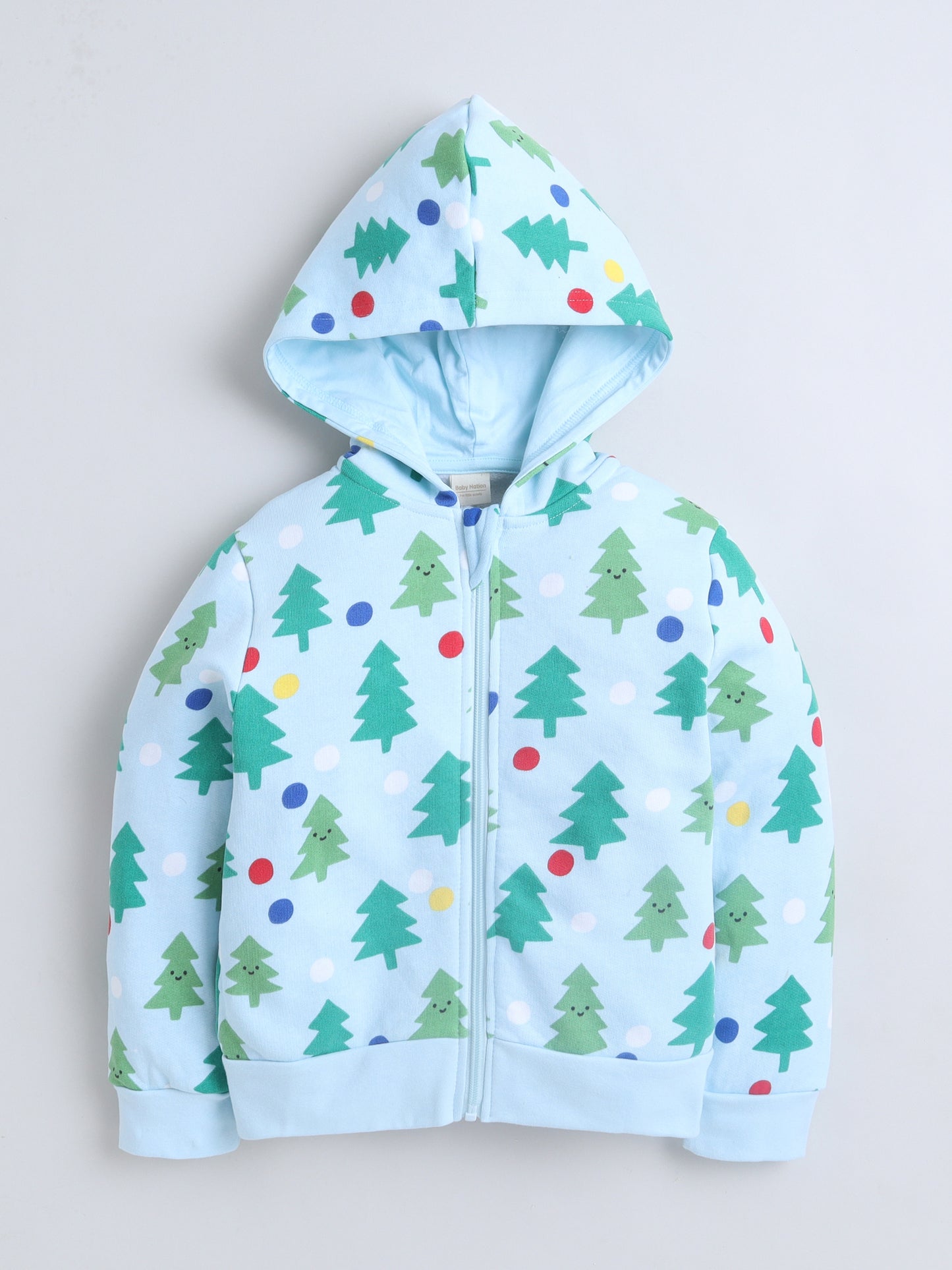 Unisex Printed Winter Hoodie - Blue Christmas Tree