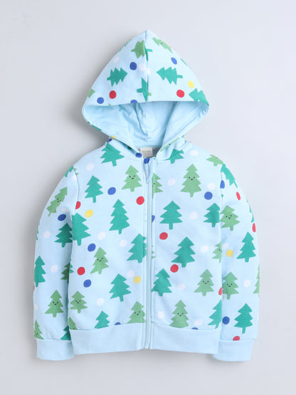 Unisex Printed Winter Hoodie - Blue Christmas Tree