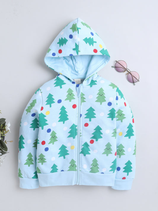 Unisex Printed Winter Hoodie - Blue Christmas Tree