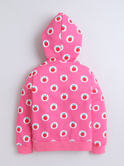 Unisex Printed Winter Hoodie - Pink Apple