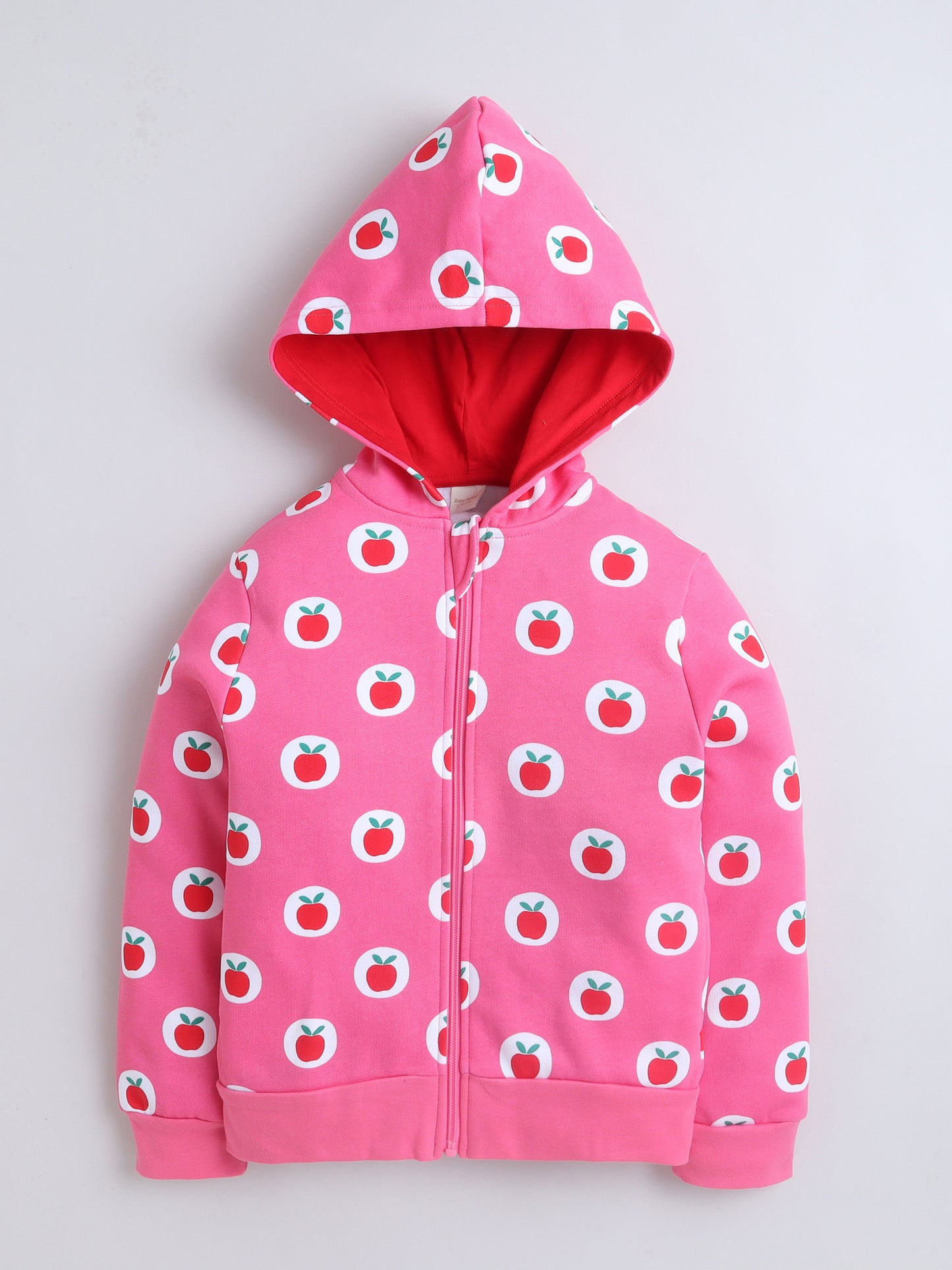 Unisex Printed Winter Hoodie - Pink Apple