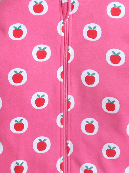 Unisex Printed Winter Hoodie - Pink Apple