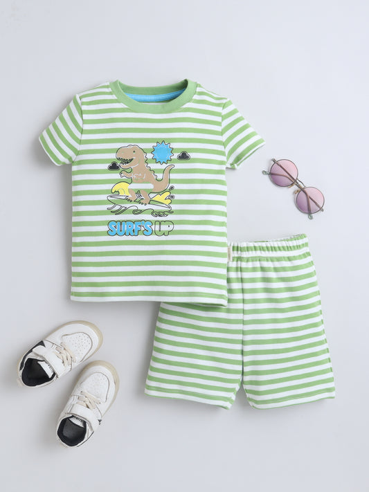 Baby Nation Kids Dinosaur Print Cotton Co-Ord Set for Boys | Half Sleeve T-Shirt & Shorts Set