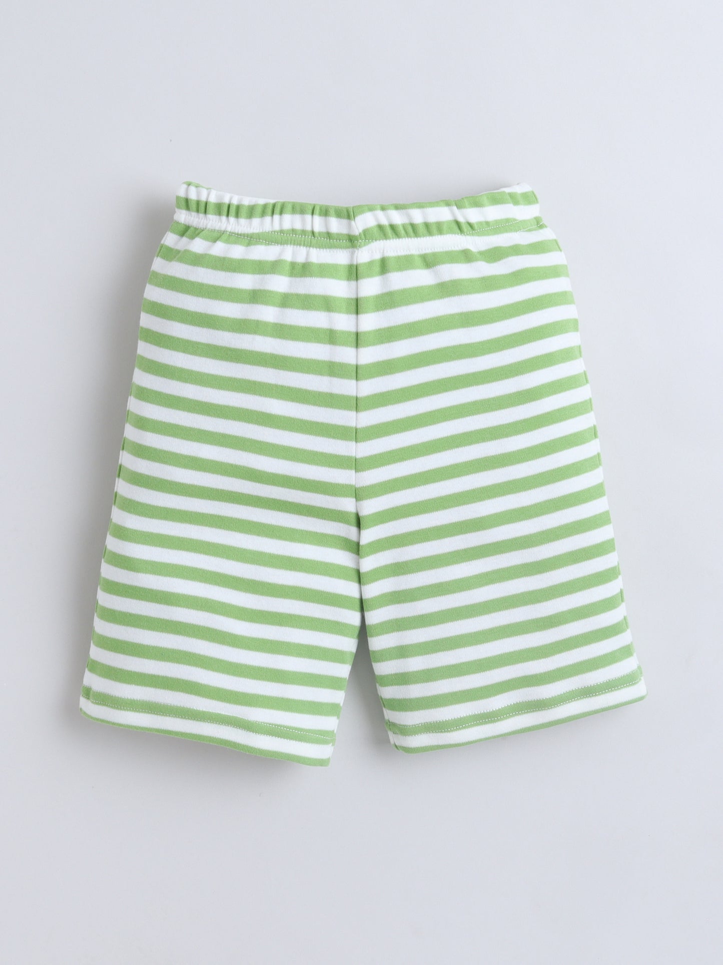Baby Nation Kids Green Stripe Co-Ord Set | Graphic Printed Top with Shorts