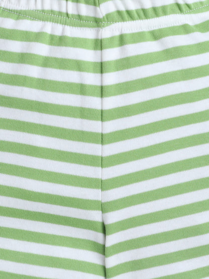 Baby Nation Kids Green Stripe Co-Ord Set | Graphic Printed Top with Shorts