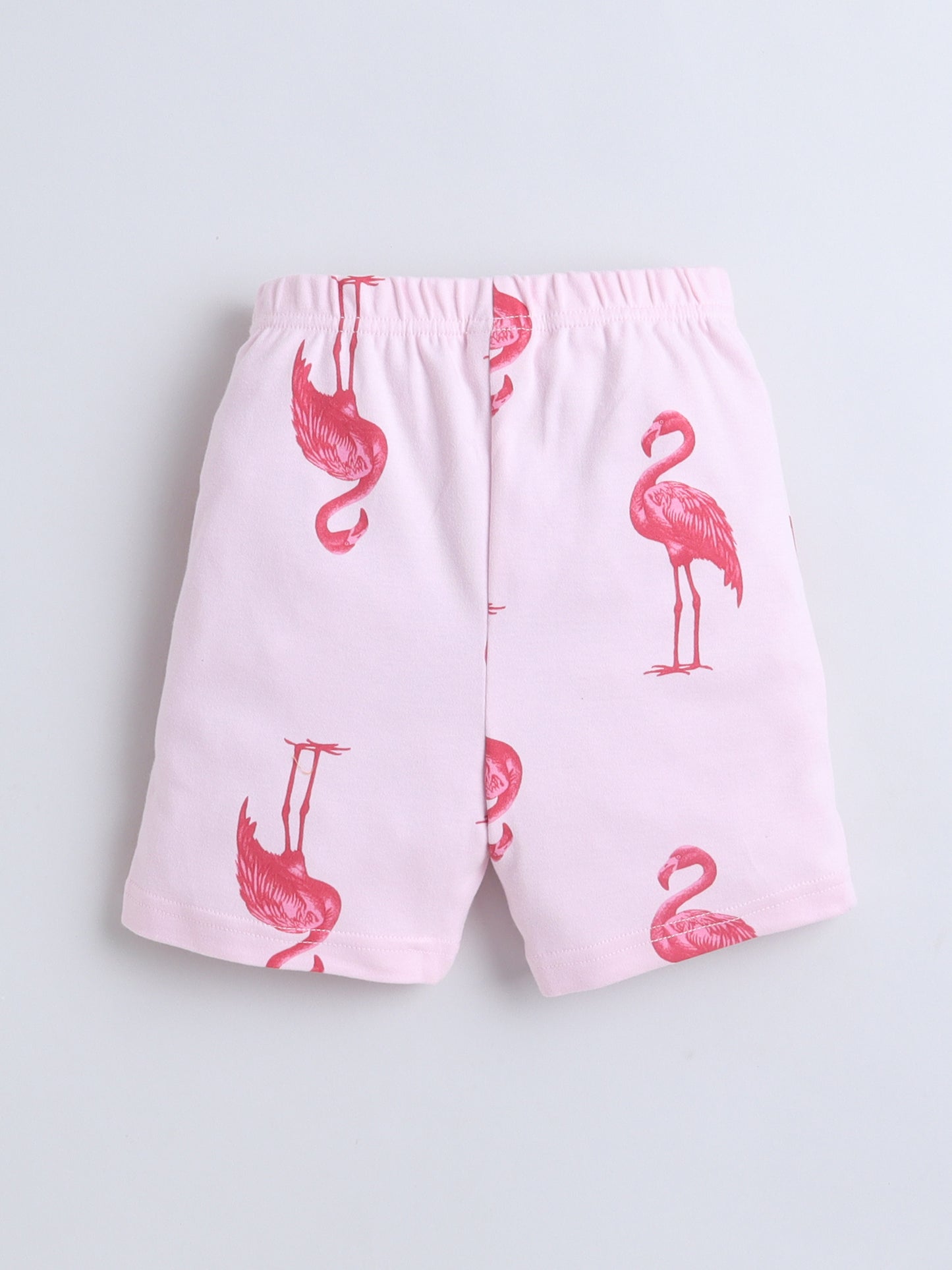 Baby Nation Girls Flamingo Print Cotton T-Shirt & Shorts Set – Pink Co-ord Outfit