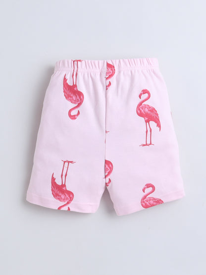 Baby Nation Girls Flamingo Print Cotton T-Shirt & Shorts Set – Pink Co-ord Outfit