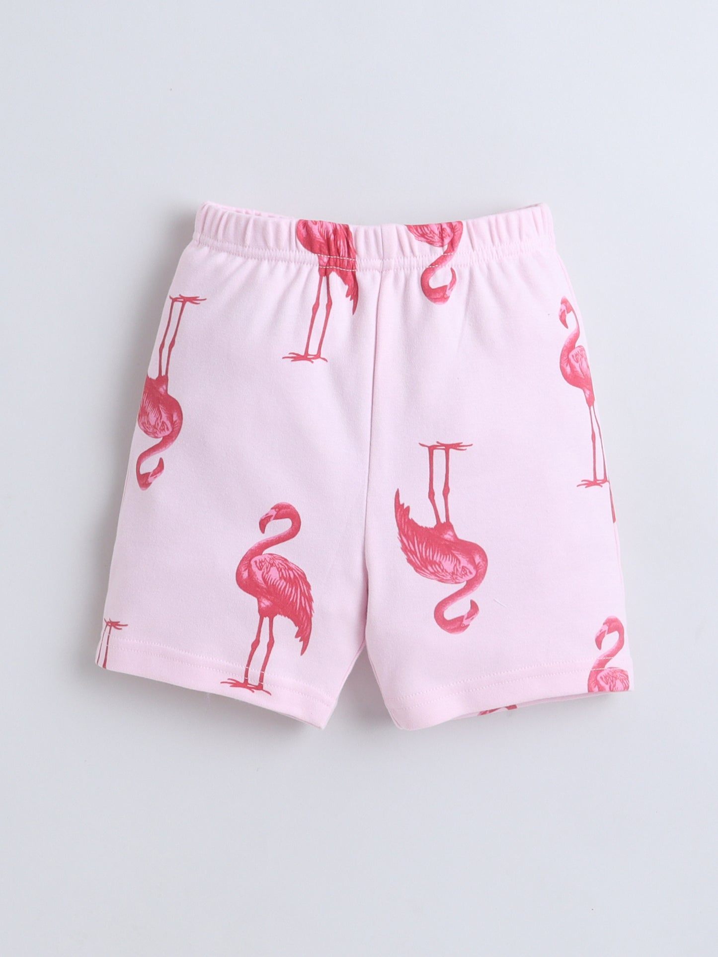 Baby Nation Girls Flamingo Print Cotton T-Shirt & Shorts Set – Pink Co-ord Outfit