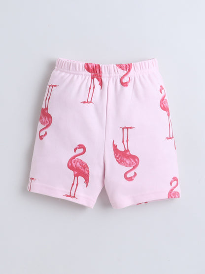 Baby Nation Girls Flamingo Print Cotton T-Shirt & Shorts Set – Pink Co-ord Outfit