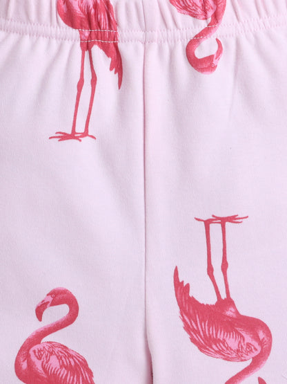 Baby Nation Girls Flamingo Print Cotton T-Shirt & Shorts Set – Pink Co-ord Outfit