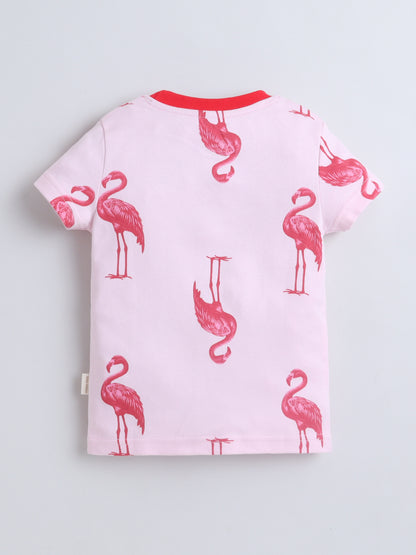 Baby Nation Girls Flamingo Print Cotton T-Shirt & Shorts Set – Pink Co-ord Outfit