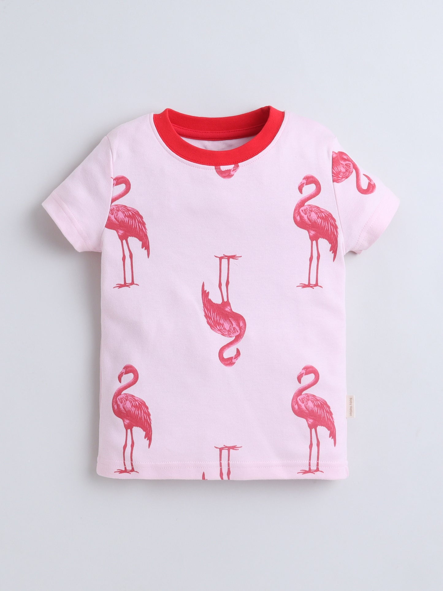 Baby Nation Girls Flamingo Print Cotton T-Shirt & Shorts Set – Pink Co-ord Outfit