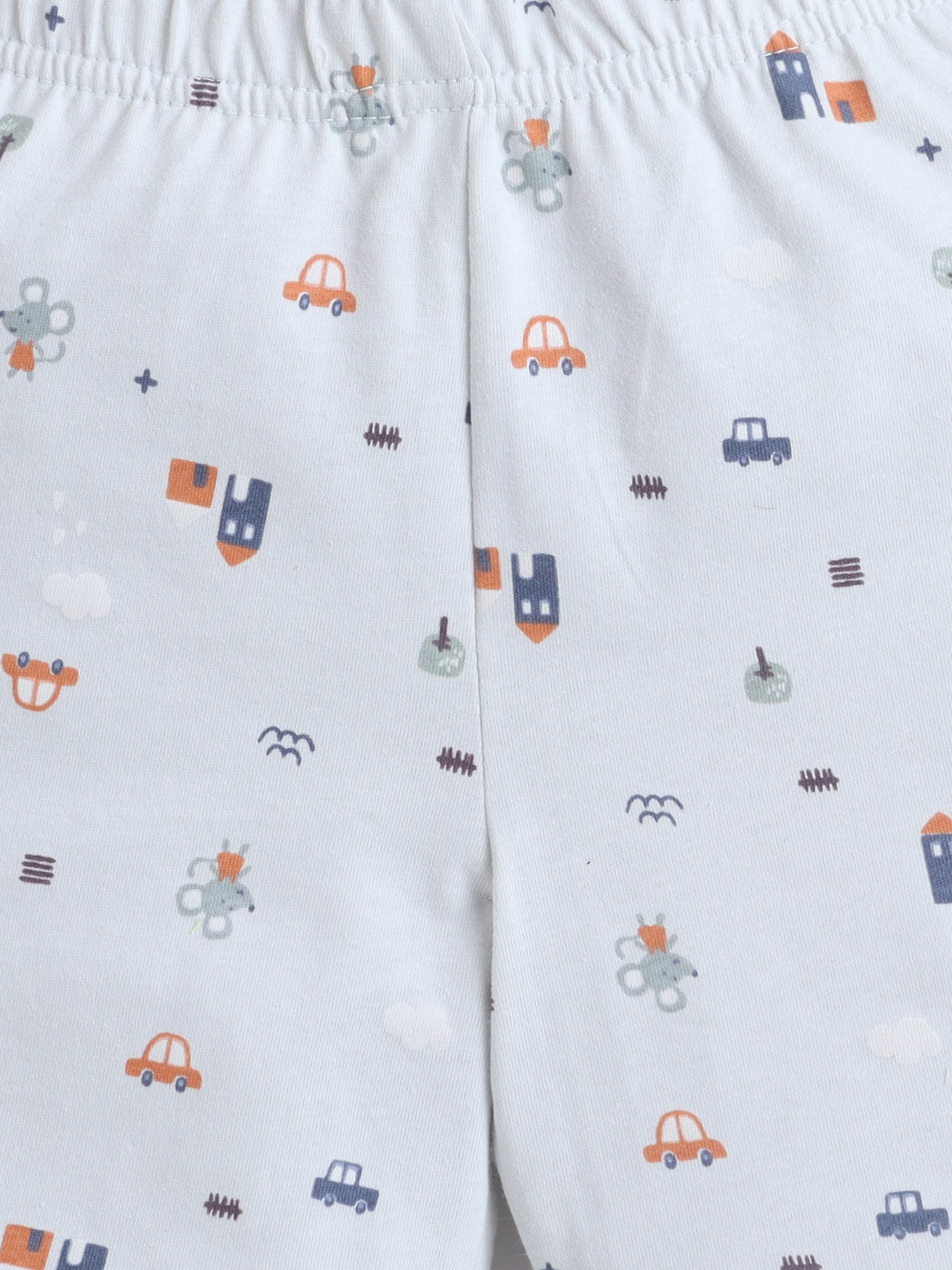 Baby Nation Boys White Printed T-Shirt and Shorts Set | Kids Cotton Co-ord Set with Vehicle Print