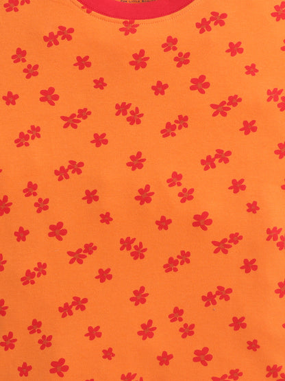 Baby Nation Girls Flower Print Cotton T-Shirt & Shorts Set – Orange Co-ord Outfit