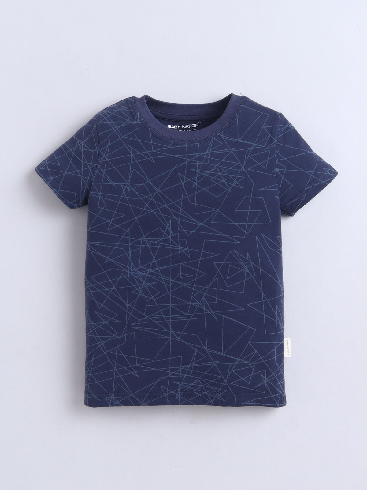 Baby Nation Cotton Knit Half Sleeves Printed T-Shirt - Navy Fox