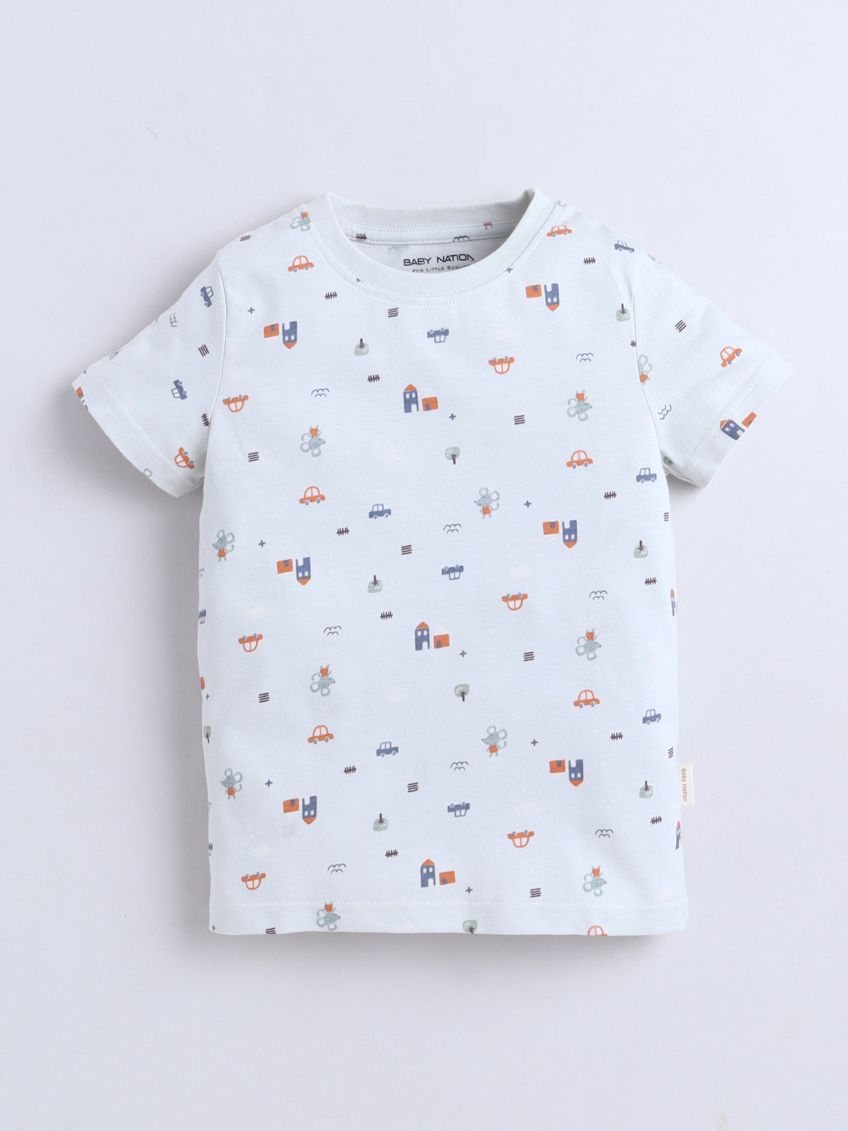 Baby Nation Cotton Knit Half Sleeves Printed T-Shirt - Green Baby Rat