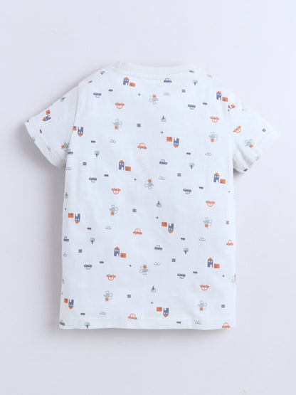 Baby Nation Cotton Knit Half Sleeves Printed T-Shirt - Green Baby Rat