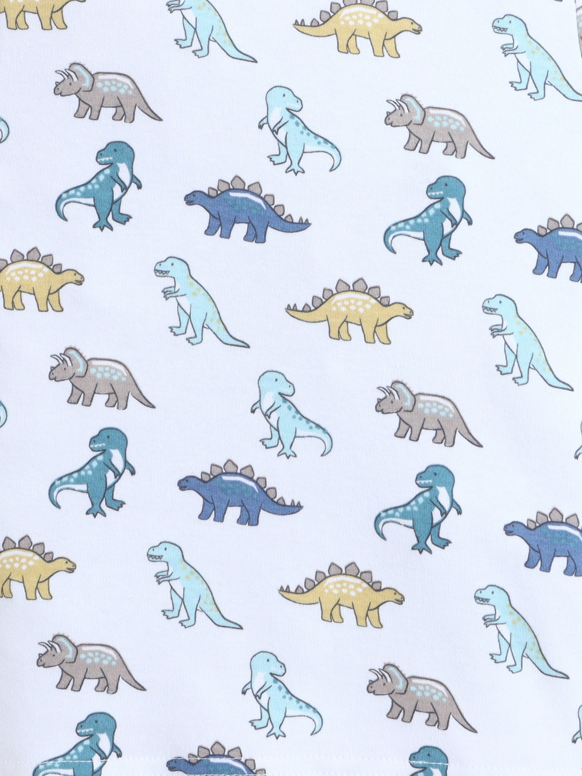 Baby Nation Cotton Knit Half Sleeves Printed T-Shirt - White Dino Print