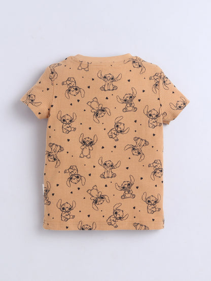 Baby Nation Cotton Knit Half Sleeves Printed T-Shirt - Yellow Yoda
