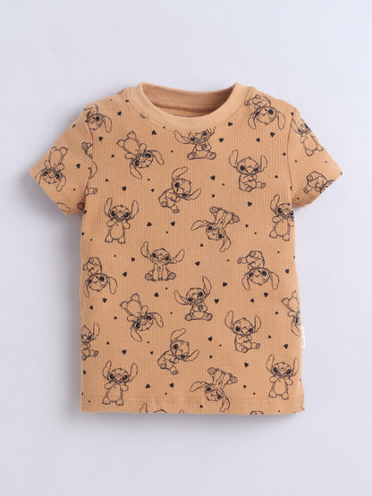 Baby Nation Cotton Knit Half Sleeves Printed T-Shirt - Yellow Yoda