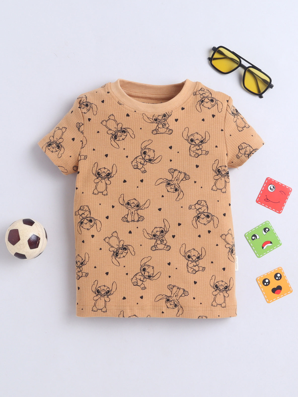 Baby Nation Cotton Knit Half Sleeves Printed T-Shirt - Yellow Yoda