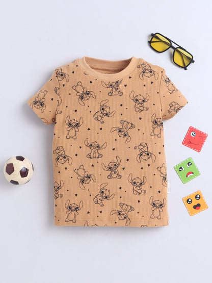 Baby Nation Cotton Knit Half Sleeves Printed T-Shirt - Yellow Yoda