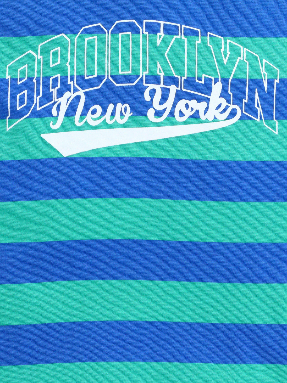 Baby Nation Cotton Knit Half Sleeves Printed T-Shirt - Green Striped