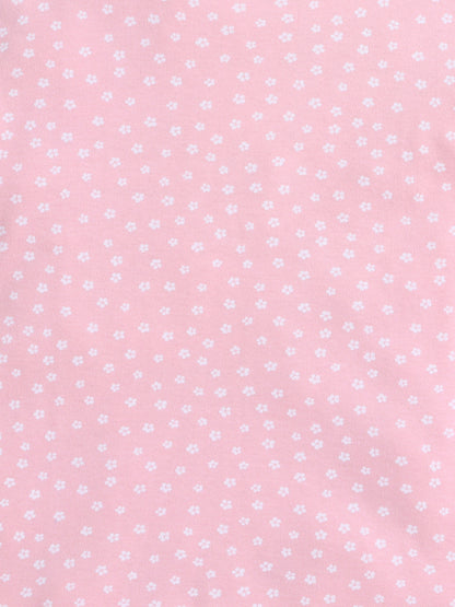Baby Nation Cotton Knit Half Sleeves Printed T-Shirt - Pink Flower AOP