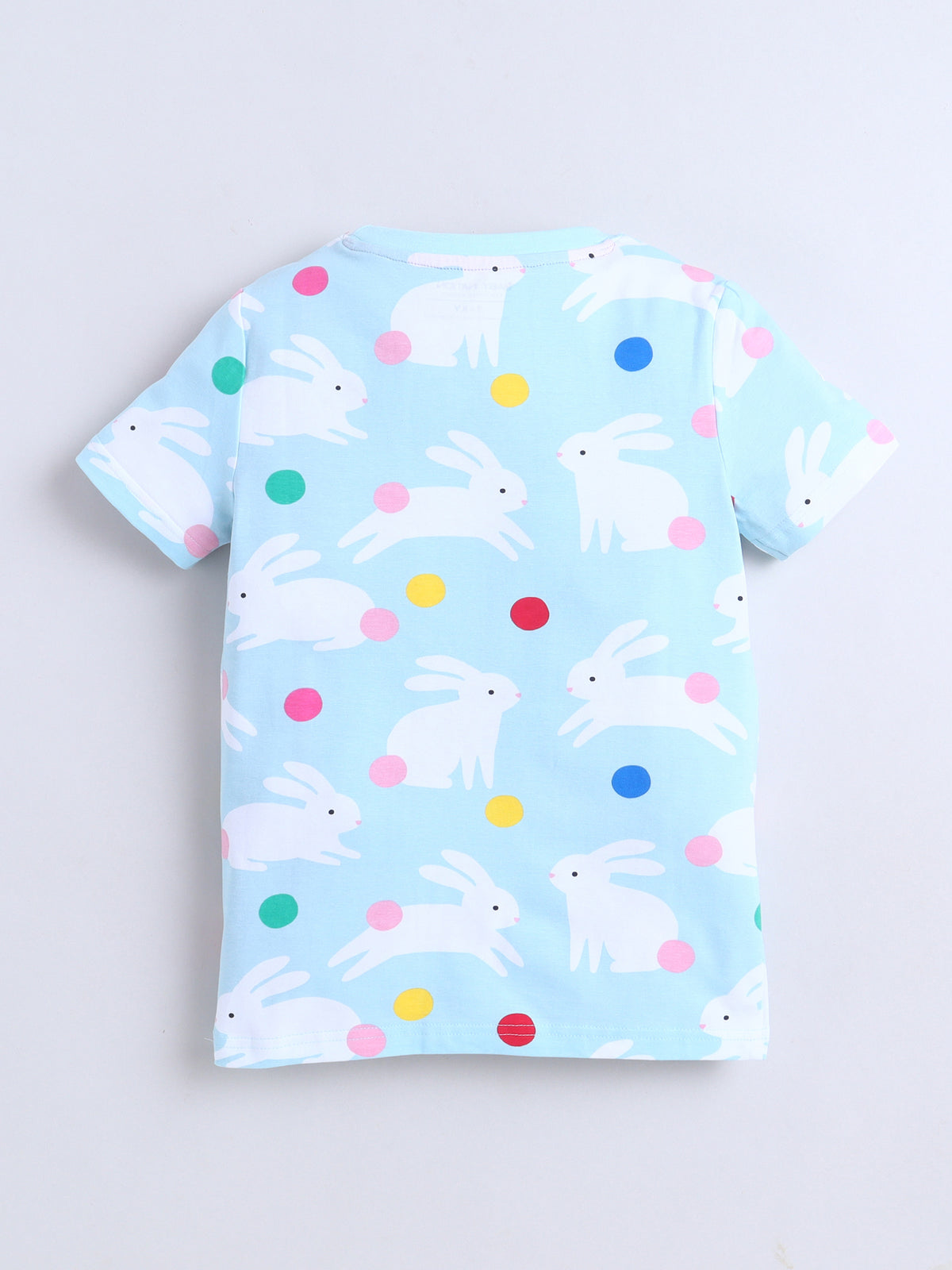 Baby Nation Cotton Knit Half Sleeves Printed T-Shirt - Blue Rabbit