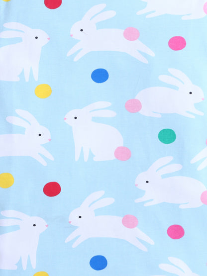 Baby Nation Cotton Knit Half Sleeves Printed T-Shirt - Blue Rabbit
