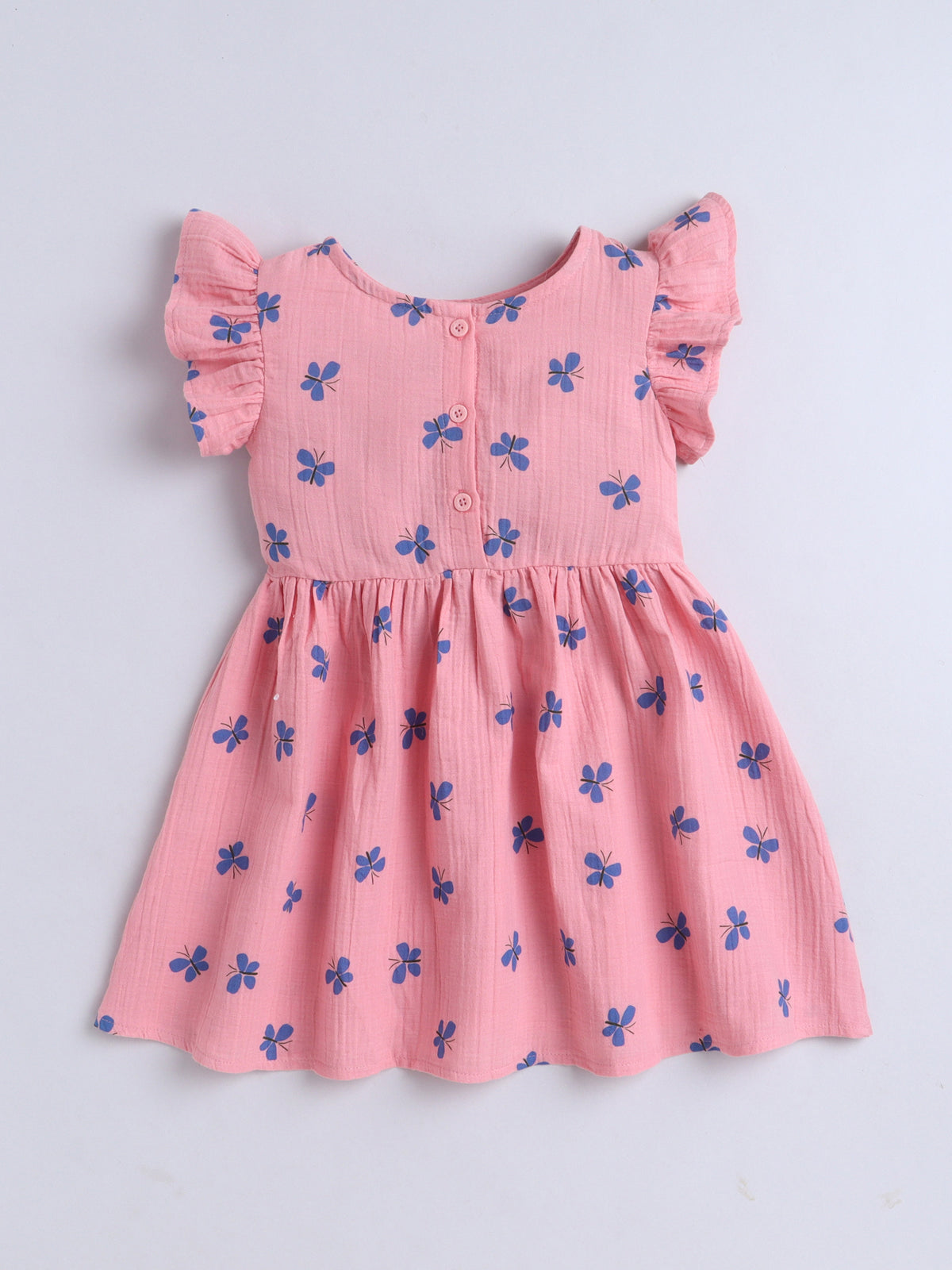 Girls Muslin Dress - Pink Butterfly