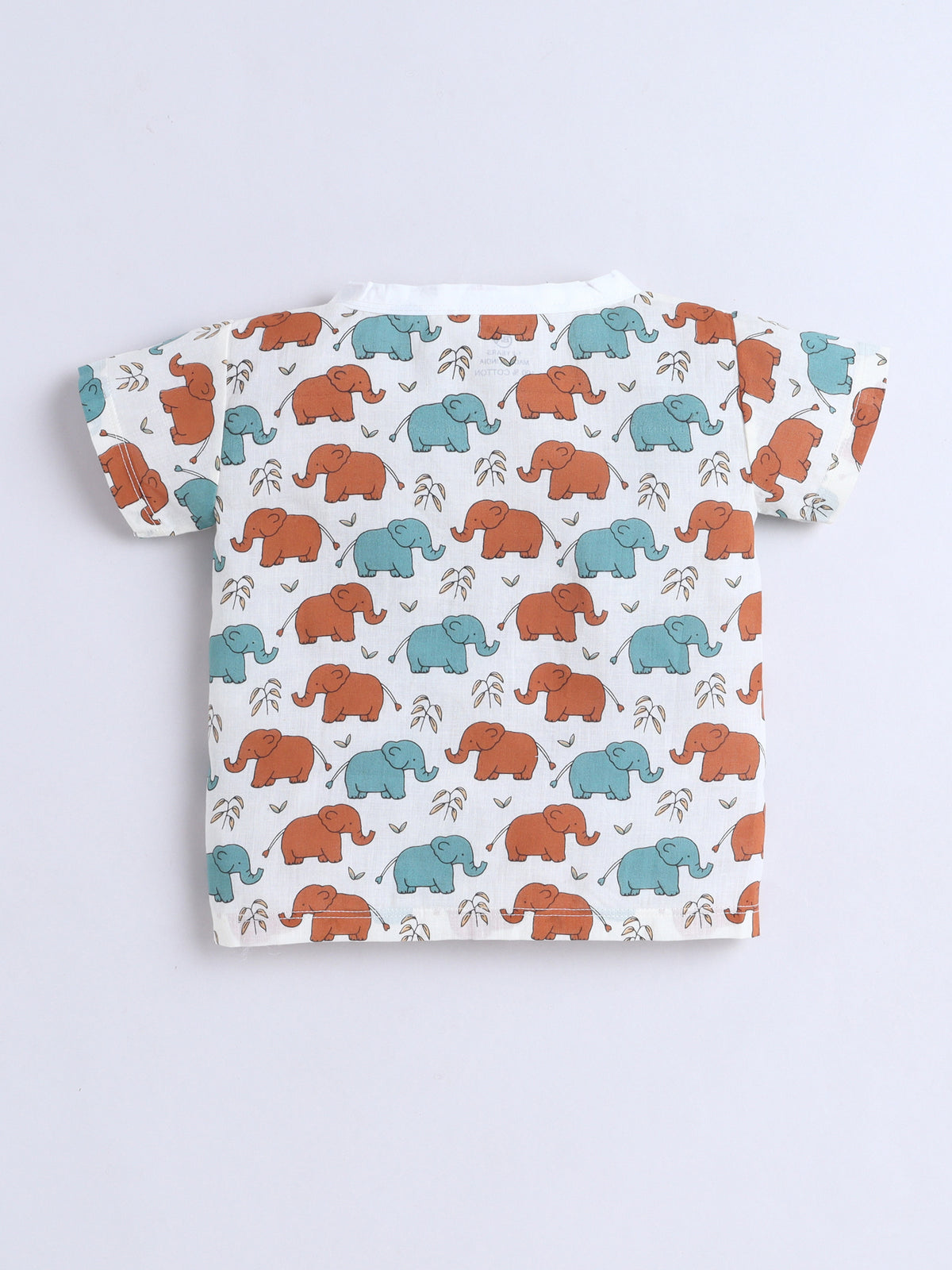 New Born Cotton Woven Jhabla Set - Baby Elephant Multicolor