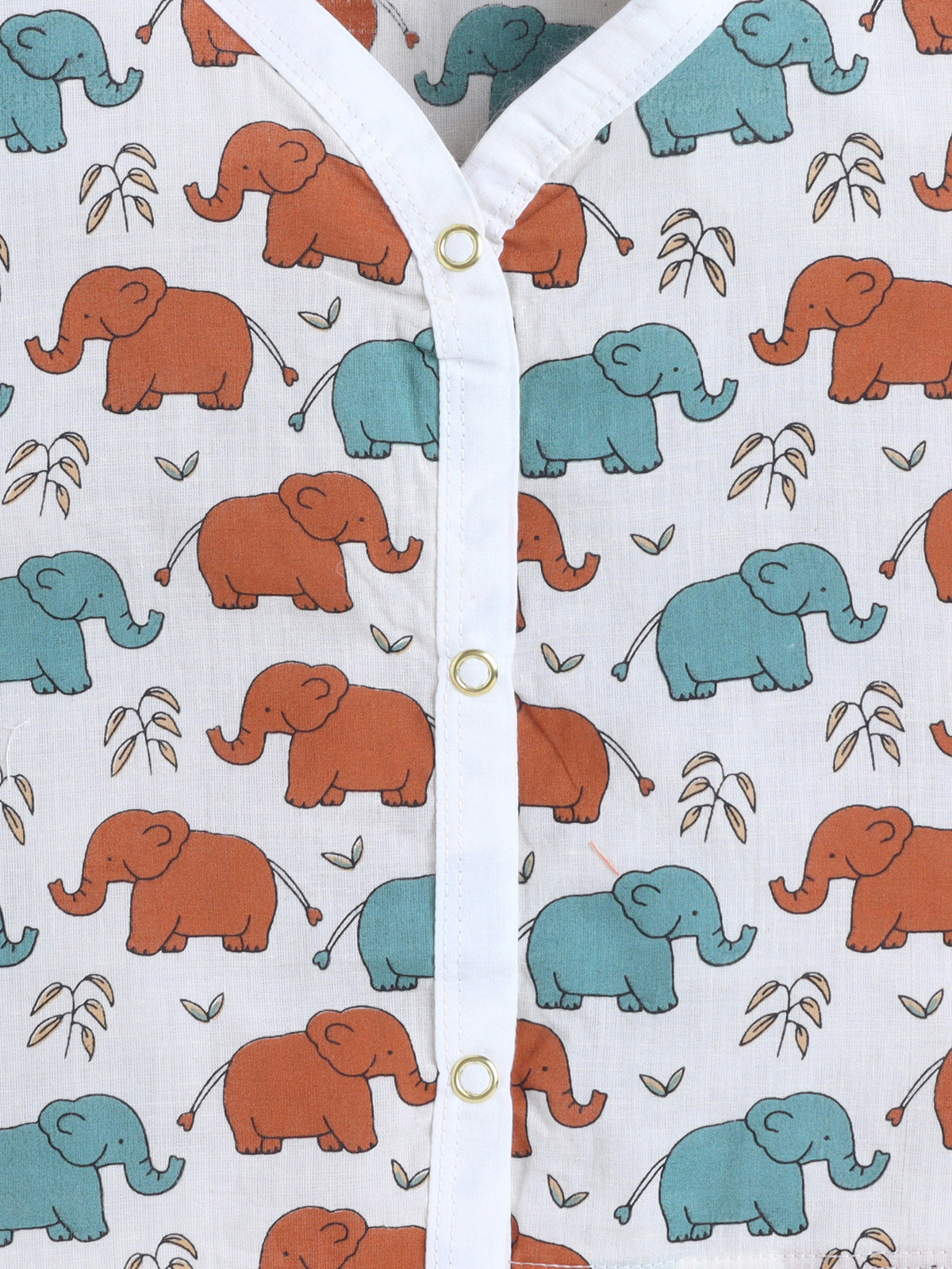 New Born Cotton Woven Jhabla Set - Baby Elephant Multicolor