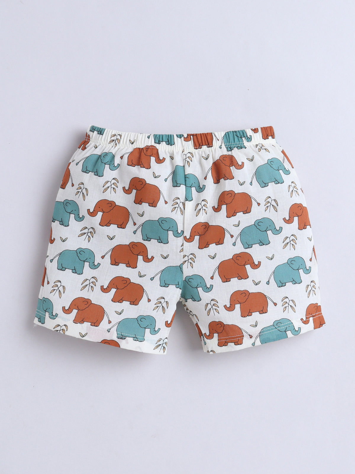 New Born Cotton Woven Jhabla Set - Baby Elephant Multicolor