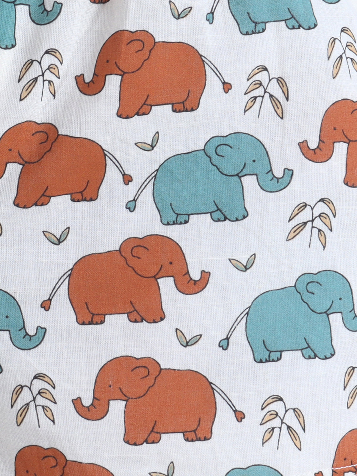 New Born Cotton Woven Jhabla Set - Baby Elephant Multicolor