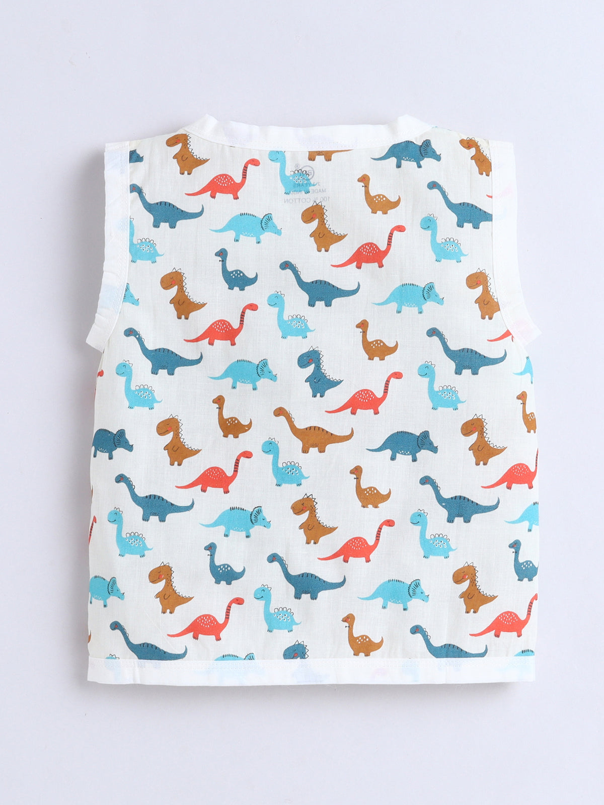 New Born Cotton Woven Jhabla Set - Dino
