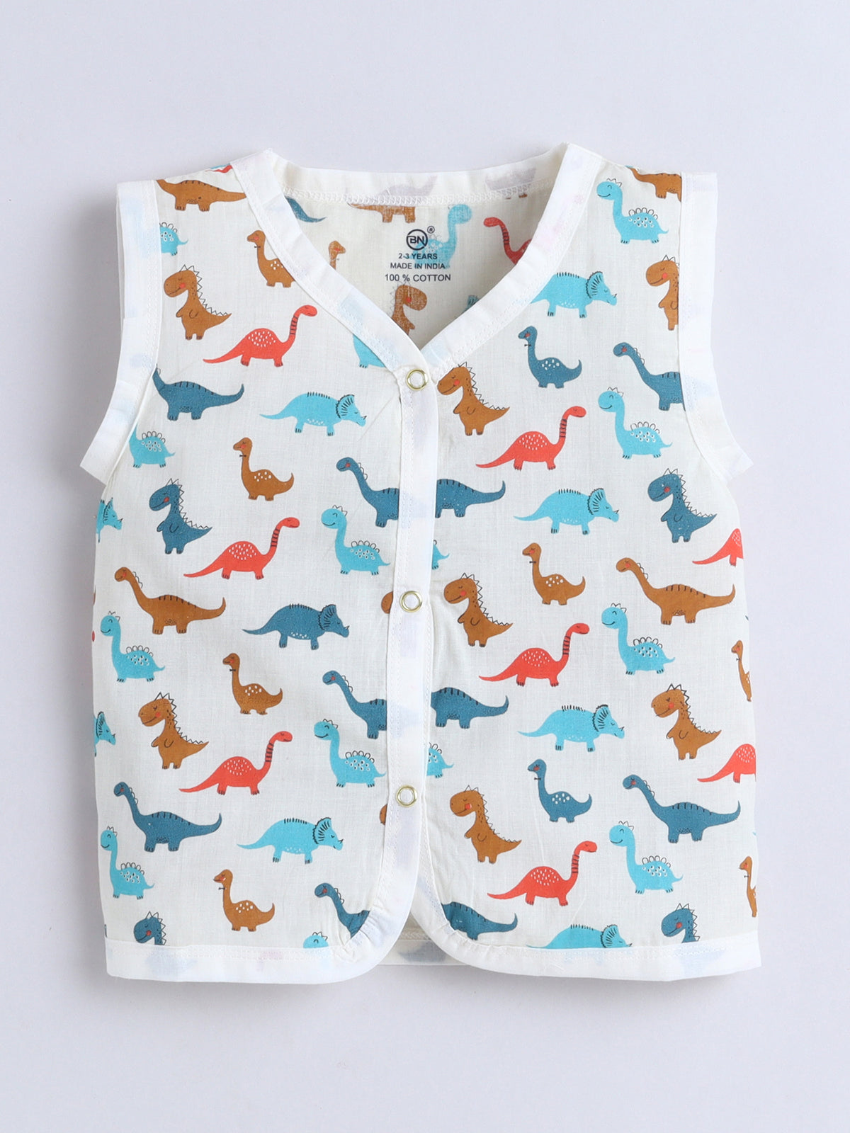New Born Cotton Woven Jhabla Set - Dino