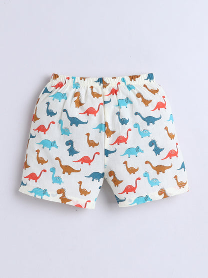 New Born Cotton Woven Jhabla Set - Dino