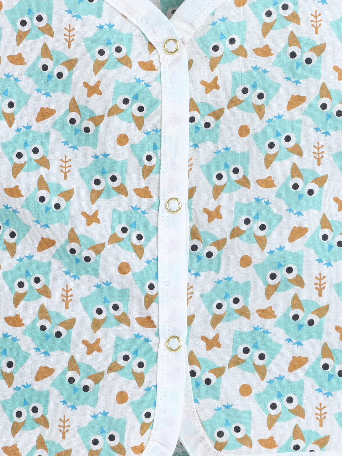 New Born Cotton Woven Jhabla Set - Blue Owl