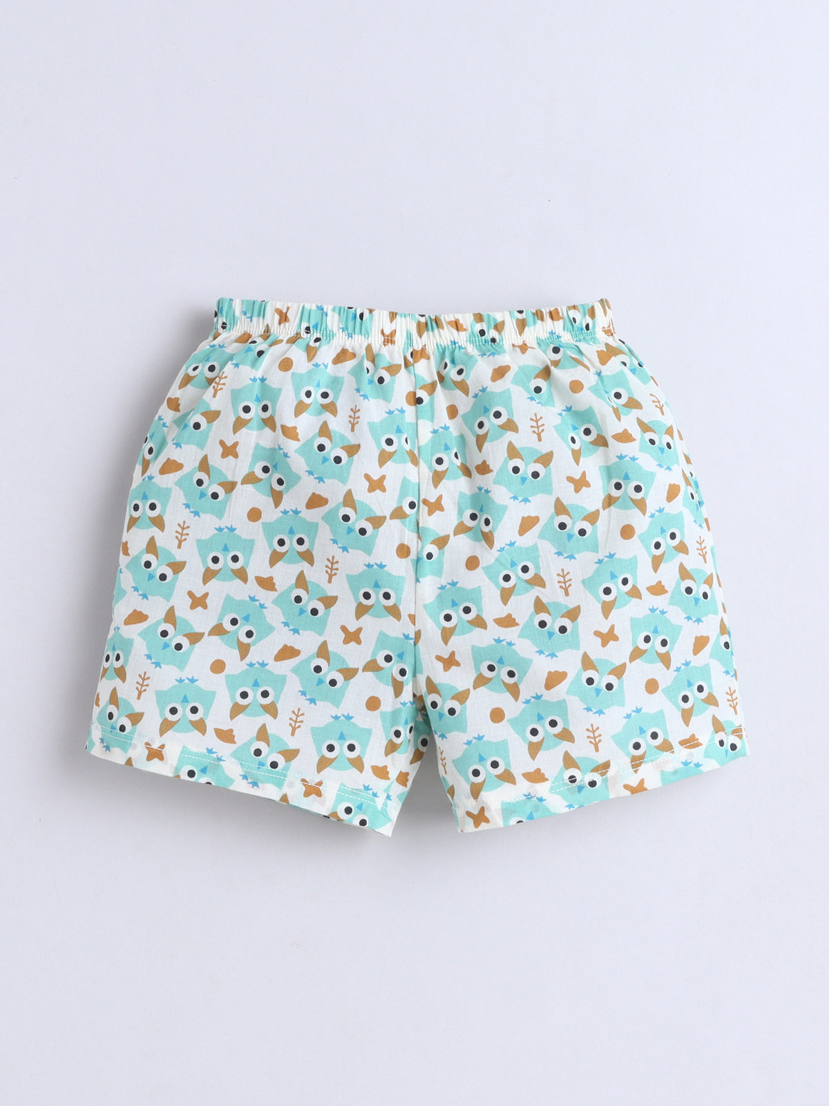 New Born Cotton Woven Jhabla Set - Blue Owl