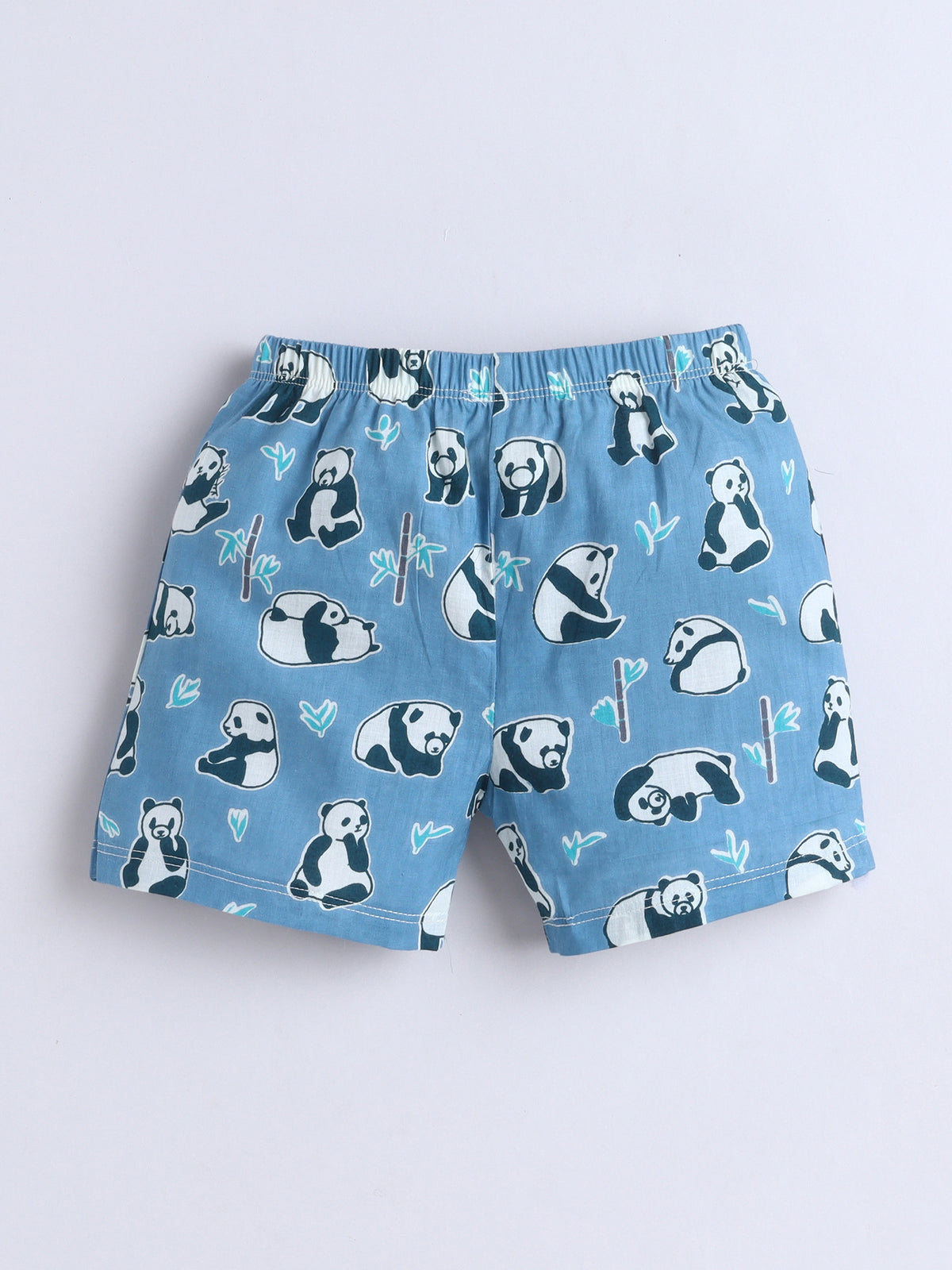 New Born Cotton Woven Jhabla Set - Blue Panda