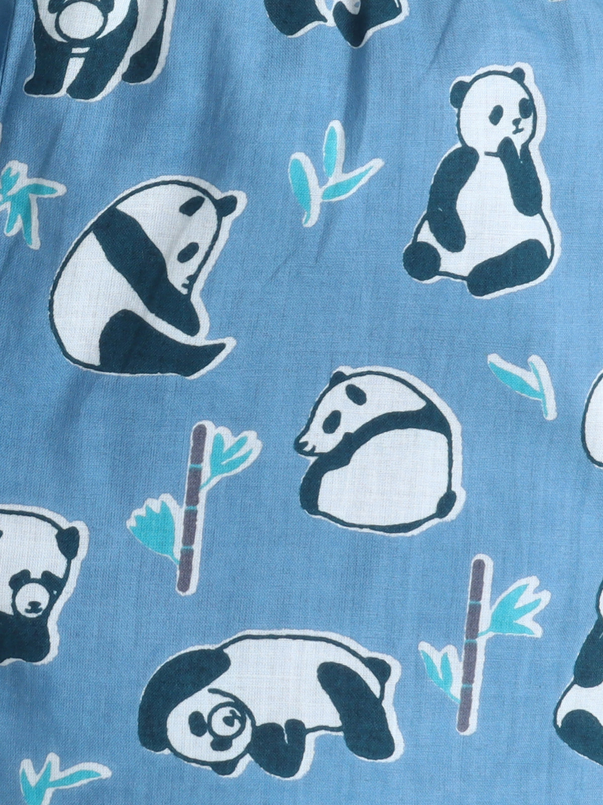 New Born Cotton Woven Jhabla Set - Blue Panda