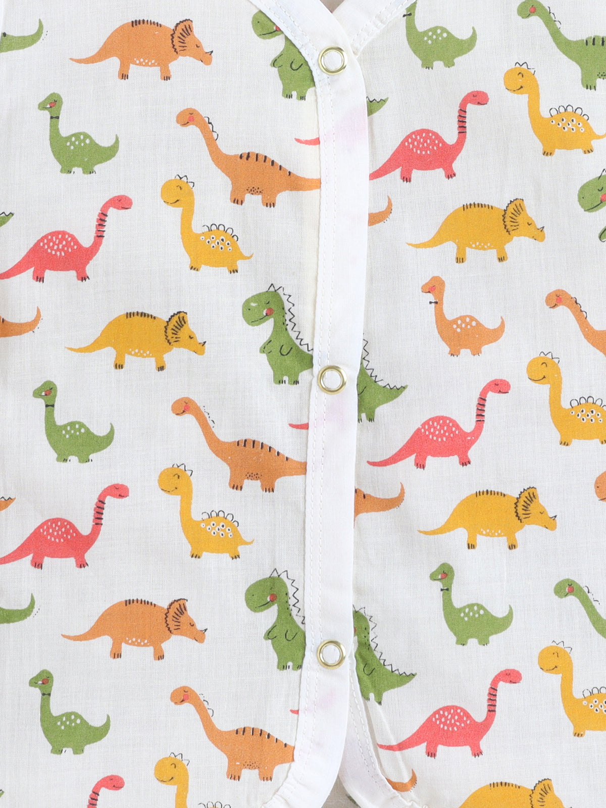 New Born Cotton Woven Jhabla Set - Multicolor Dino