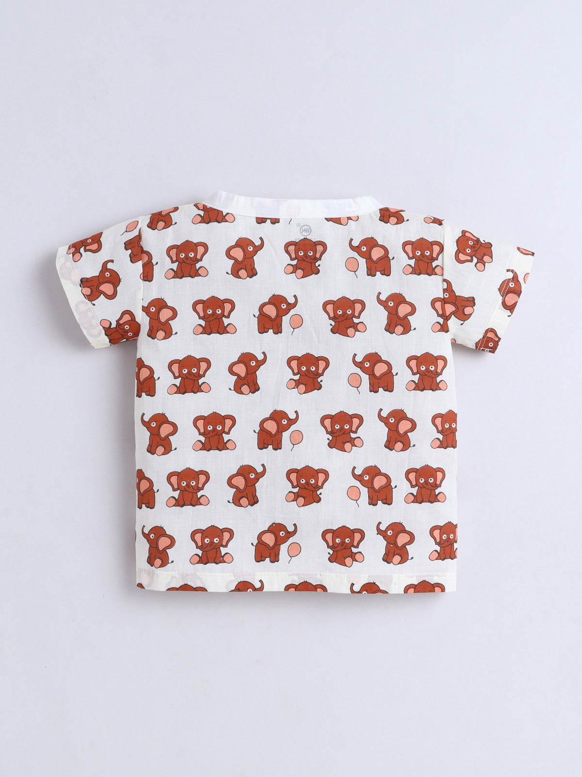 New Born Cotton Woven Jhabla Set - Baby Elephant