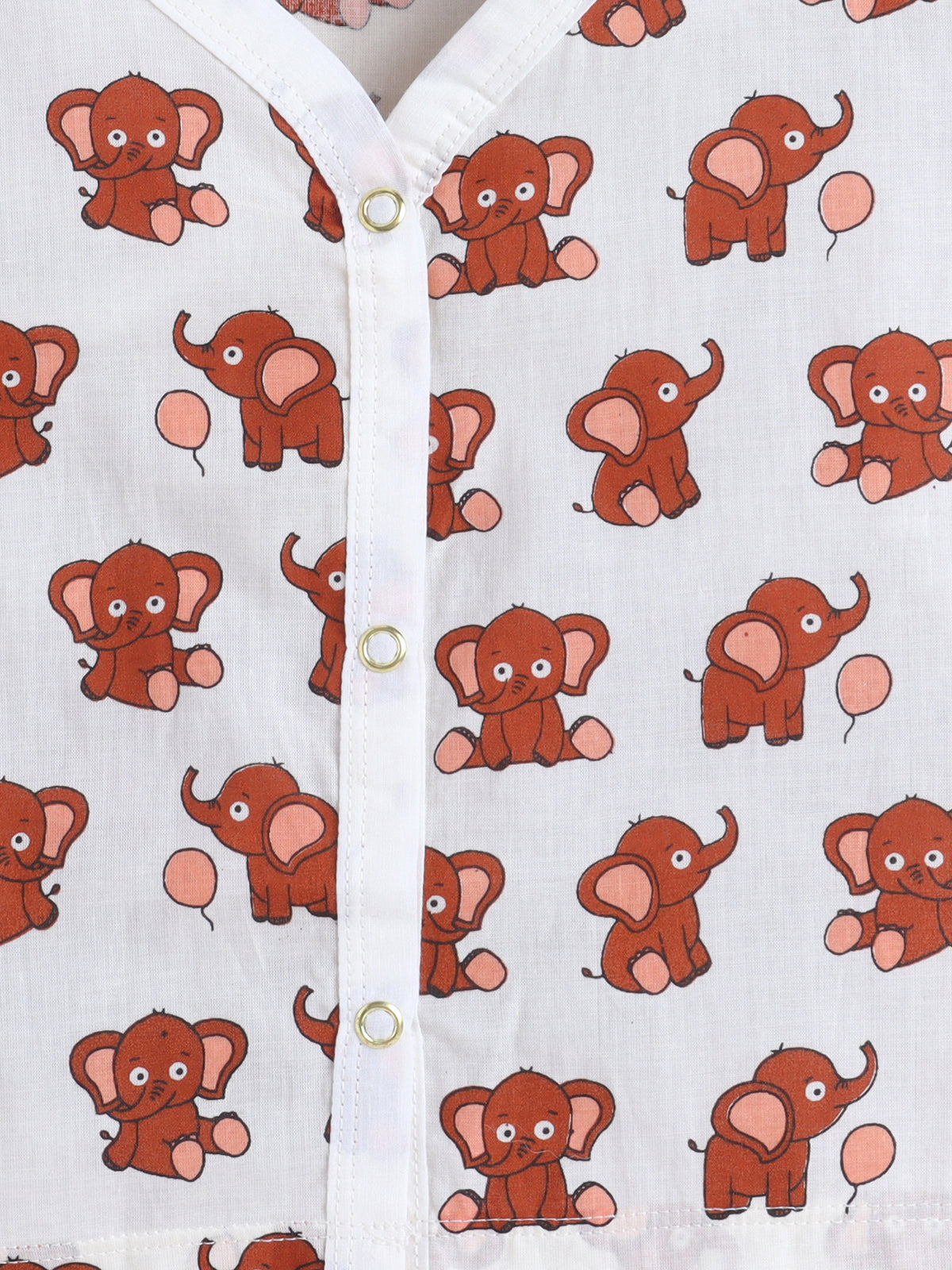 New Born Cotton Woven Jhabla Set - Baby Elephant