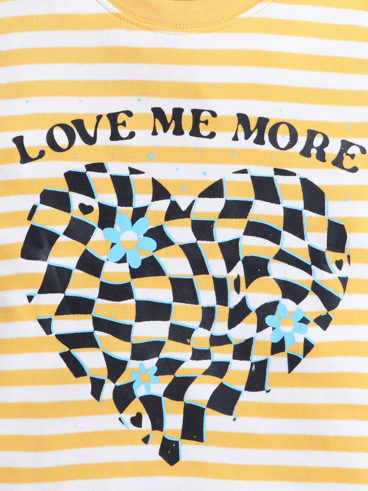 Baby Nation Cotton Knit Half Sleeves Coordinating Shorts Set - Yellow Stripe Heart